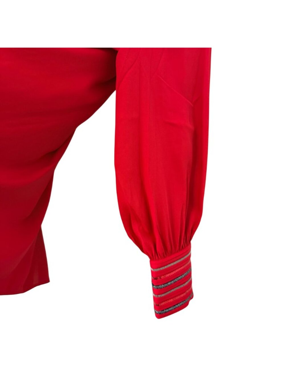 Chicos Red Allure Embellished Cuff Solid LS Fashion Top Size 18 Polyester Womens - Picture 7 of 12